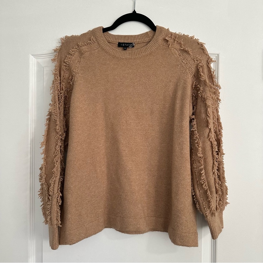 EUC 1. State camel fringe sweater